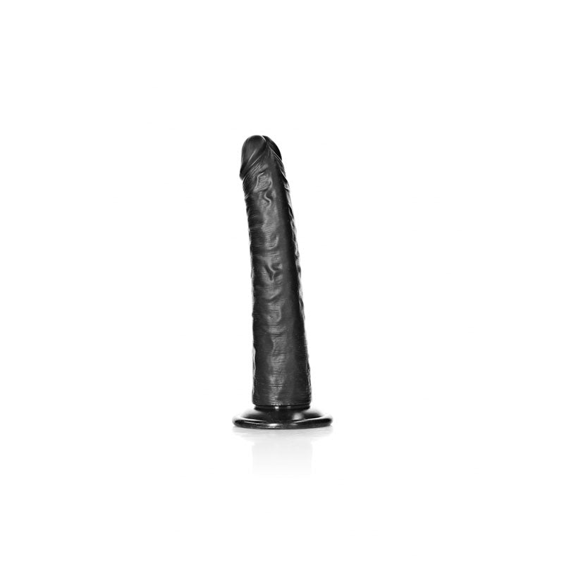 Realrock Realistic Slim Dildo With Suction Cup 20.5cm Black 20.5 Cm (8'') Dong