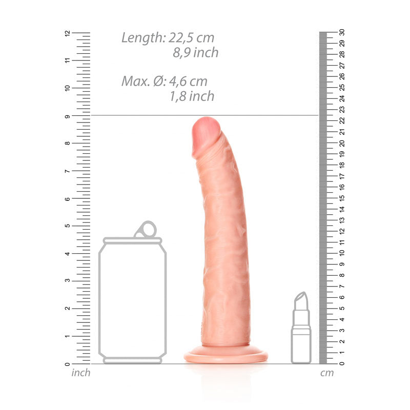 Realrock Realistic Slim Dildo With Suction Cup 20.5cm Flesh 20.5 Cm (8'') Dong