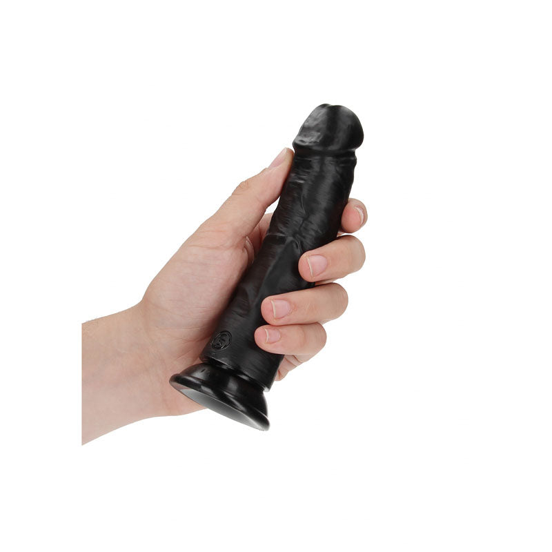 Realrock Realistic Regular Curved Dildo With Suction Cup 15.5 Cm Black 15.5 Cm (6'') Dong