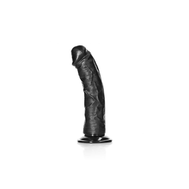 Realrock Realistic Regular Curved Dildo With Suction Cup 15.5 Cm Black 15.5 Cm (6'') Dong