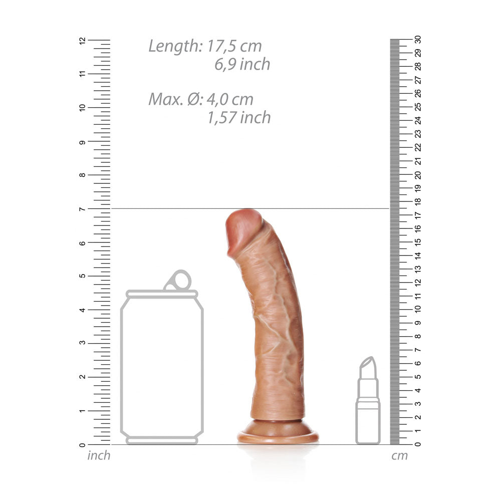 Realrock Realistic Regular Curved Dildo With Suction Cup 15.5 Cm Tan 15.5 Cm (6'') Dong