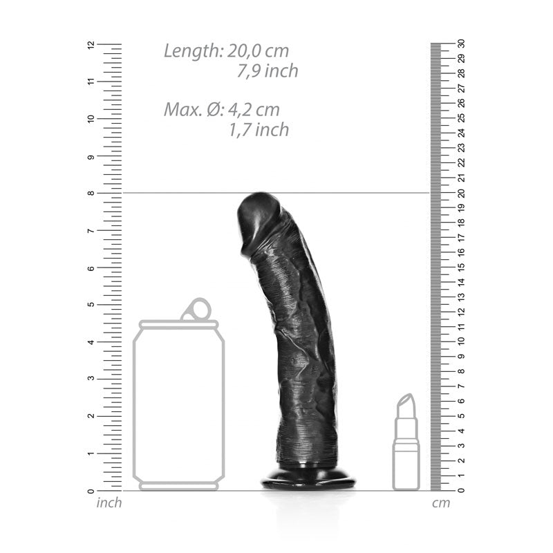 Realrock Realistic Regular Curved Dildo With Suction Cup 18 Cm Black 18 Cm (7'') Dong