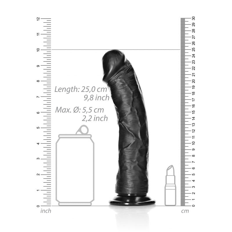 Realrock Realistic Regular Curved Dildo With Suction Cup 23 Cm Black 23 Cm (9'') Dong