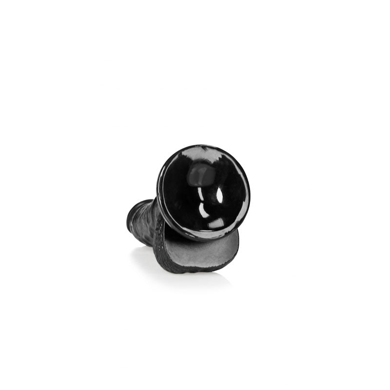 Realrock Realistic Regular Curved Dong With Balls 15.5 Cm Black 15.5 Cm (6'') Dong