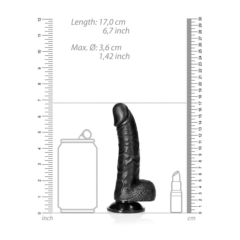 Realrock Realistic Regular Curved Dong With Balls 15.5 Cm Black 15.5 Cm (6'') Dong