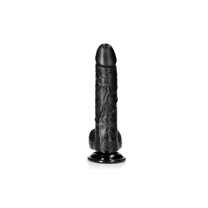 Realrock Realistic Regular Curved Dong With Balls 20.5 Cm Black 20.5 Cm (8'') Dong