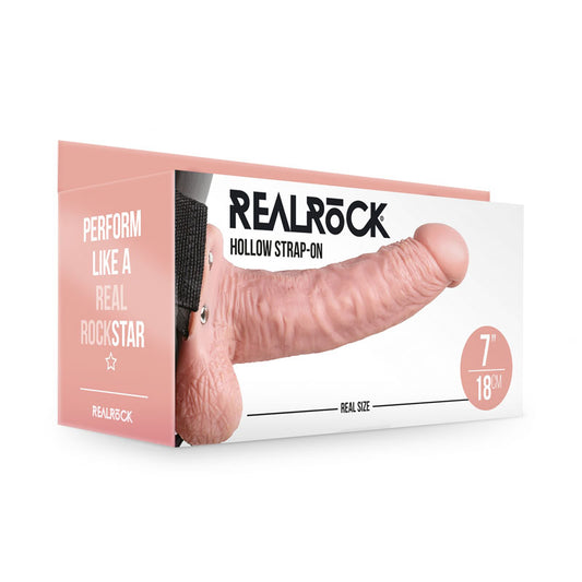 Realrock Hollow Strap On With Balls 18 Cm Flesh Flesh 18 Cm Hollow Strap On