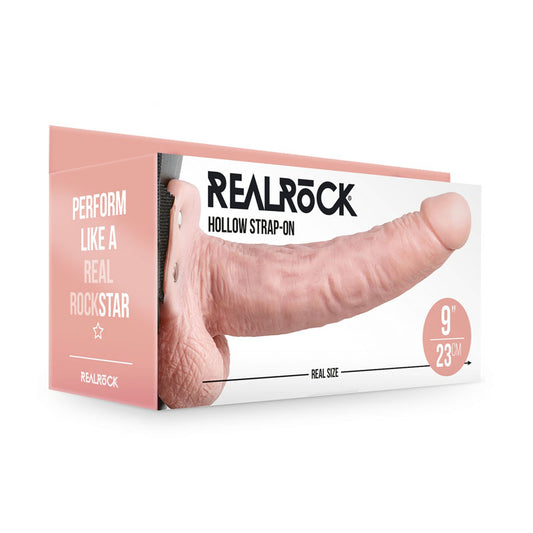 Realrock Hollow Strapon With Balls 23 Cm Flesh Flesh 23 Cm Hollow Strap On
