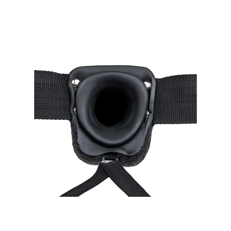 Realrock Vibrating Hollow Strapon + Balls 18cm Black Black 18 Cm Vibrating Hollow Strap On