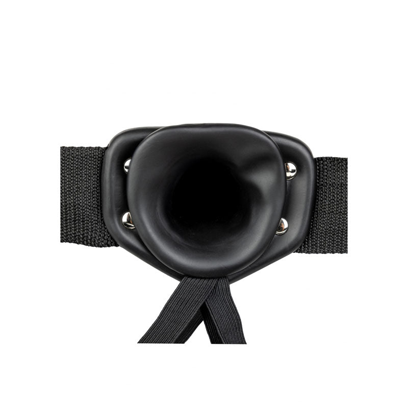 Realrock Vibrating Hollow Strap On 20.5 Cm Black Black 20.5 Cm Vibrating Hollow Strap On