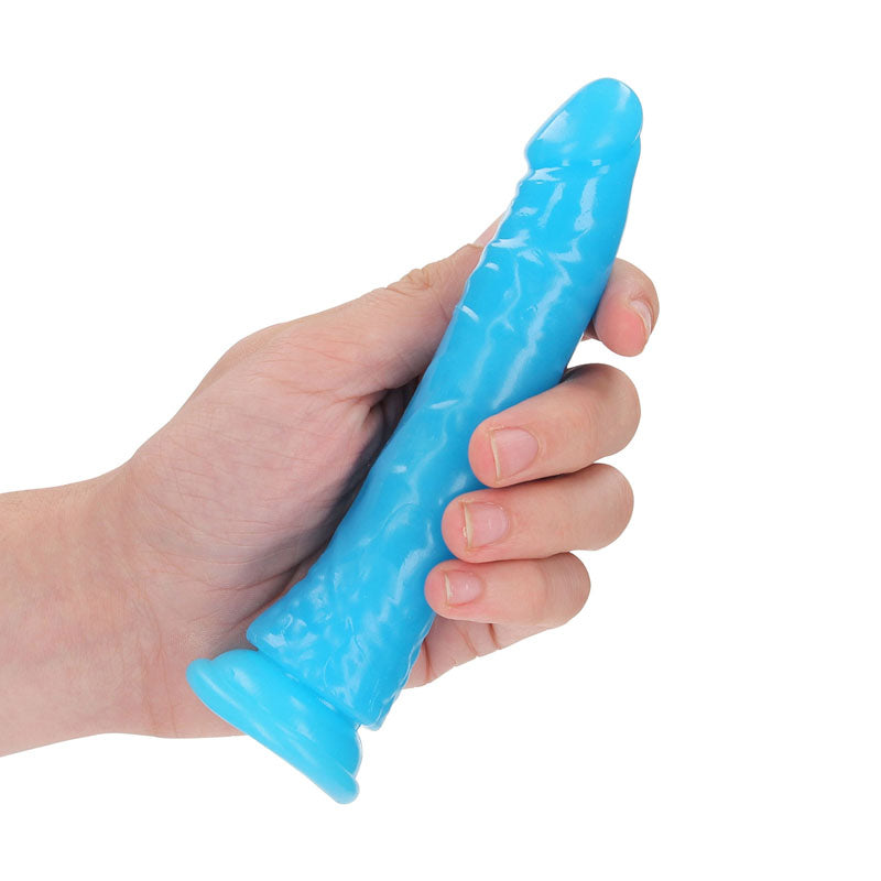 Realrock 15.5 Cm Slim Glow In The Dark Neon Blue Glow In Dark Blue 15.5 Cm (6'') Dong