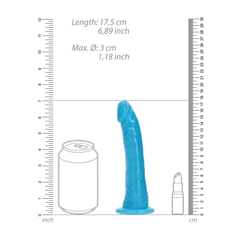 Realrock 15.5 Cm Slim Glow In The Dark Neon Blue Glow In Dark Blue 15.5 Cm (6'') Dong