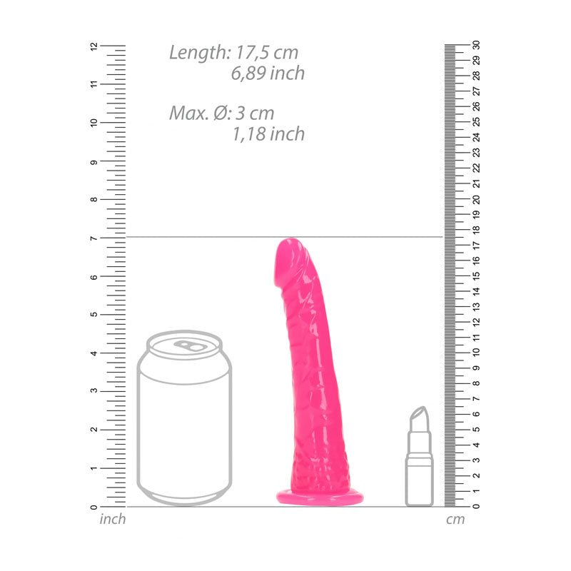 Realrock 15.5 Cm Slim Glow In The Dark Neon Pink Glow In Dark Pink 15.5 Cm (6'') Dong