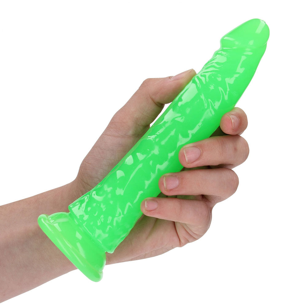 Realrock 18 Cm Slim Glow In The Dark Neon Green Glow In Dark Green 18 Cm (7'') Dong