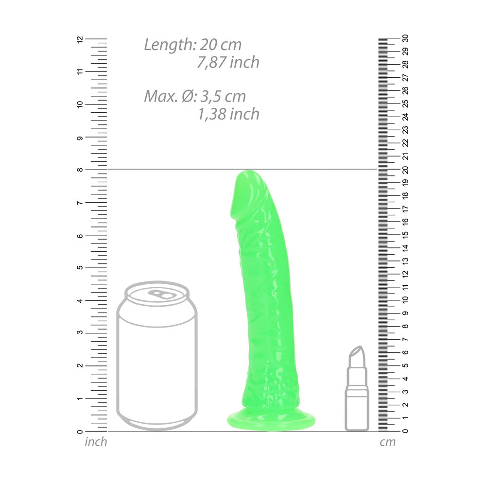 Realrock 18 Cm Slim Glow In The Dark Neon Green Glow In Dark Green 18 Cm (7'') Dong