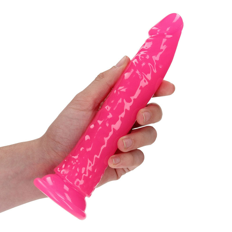 Realrock 18 Cm Slim Glow In The Dark Neon Pink Glow In Dark Pink 18 Cm (7'') Dong