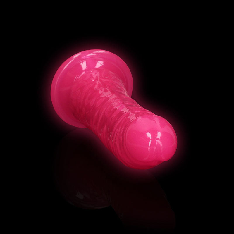 Realrock 18 Cm Slim Glow In The Dark Neon Pink Glow In Dark Pink 18 Cm (7'') Dong