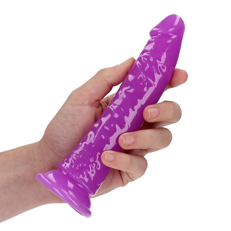 Realrock 18 Cm Slim Glow In The Dark Neon Purple Glow In Dark Purple 18 Cm (7'') Dong