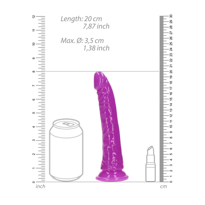 Realrock 18 Cm Slim Glow In The Dark Neon Purple Glow In Dark Purple 18 Cm (7'') Dong