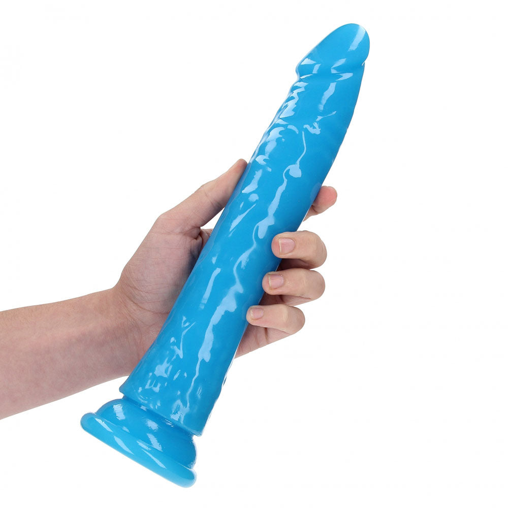 Realrock 29 Cm Slim Glow In The Dark Neon Blue Glow In Dark Blue 29 Cm (11'') Dong
