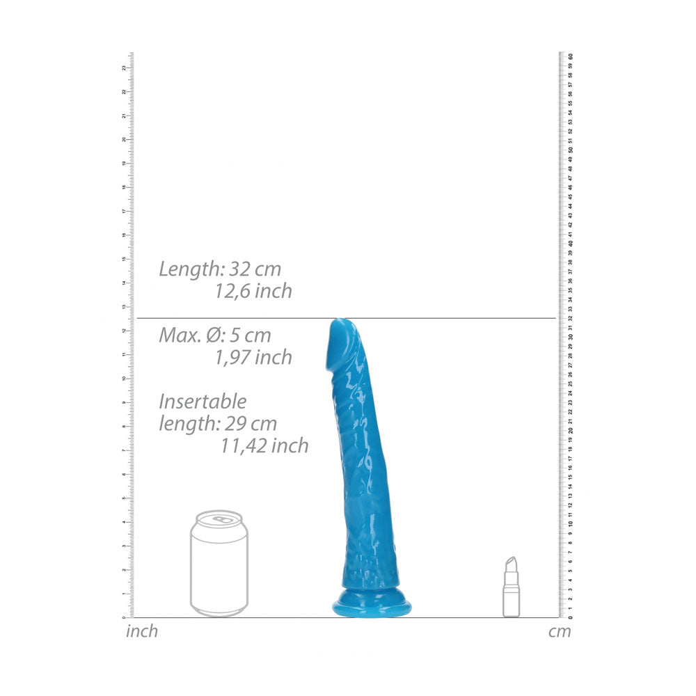 Realrock 29 Cm Slim Glow In The Dark Neon Blue Glow In Dark Blue 29 Cm (11'') Dong