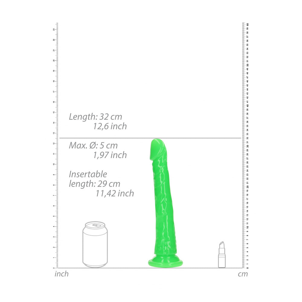 Realrock 29 Cm Slim Glow In The Dark Neon Green Glow In Dark Green 29 Cm (11'') Dong