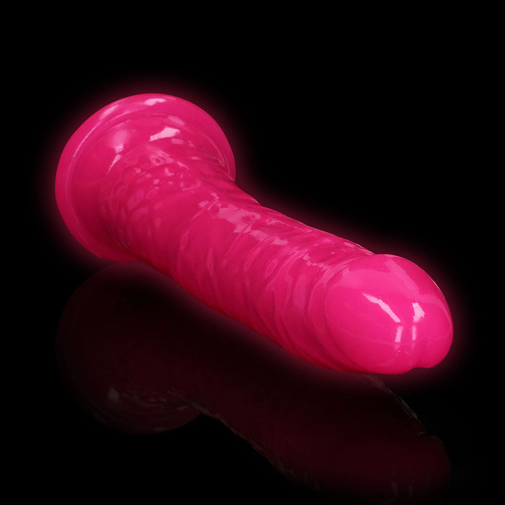 Realrock 29 Cm Slim Glow In The Dark Neon Pink Glow In Dark Pink 29 Cm (11'') Dong