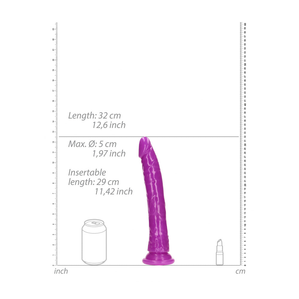 Realrock 29 Cm Slim Glow In The Dark Neon Purple Glow In Dark Purple 29 Cm (11'') Dong