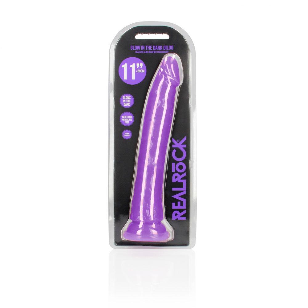 Realrock 29 Cm Slim Glow In The Dark Neon Purple Glow In Dark Purple 29 Cm (11'') Dong