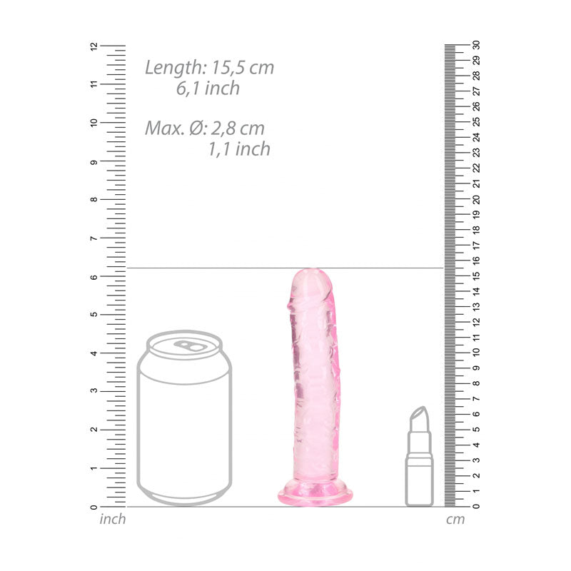 Realrock 15.5 Cm Straight Dildo Pink Pink 15.5 Cm (6'') Dong