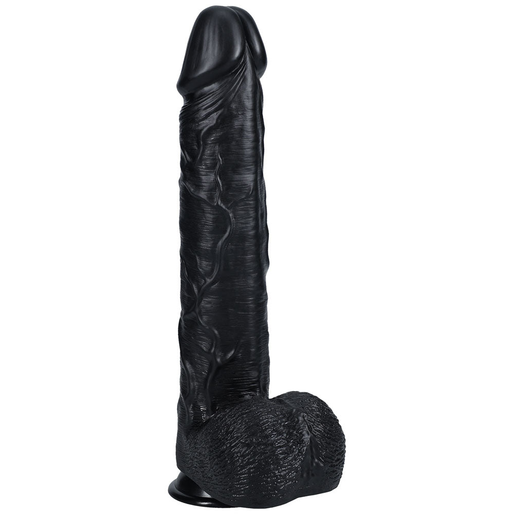 Realrock 38cm Extra Long Dildo With Balls Black Black 38 Cm (15'') Extra Long Dong