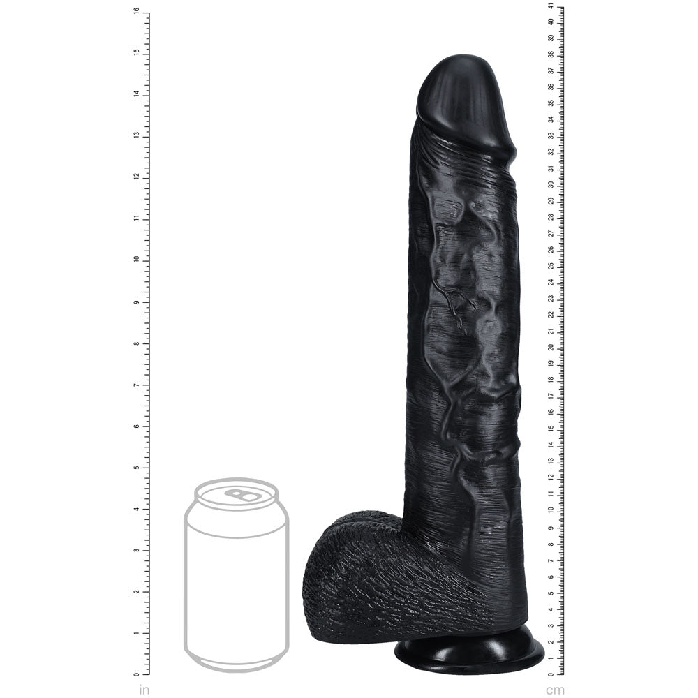 Realrock 38cm Extra Long Dildo With Balls Black Black 38 Cm (15'') Extra Long Dong