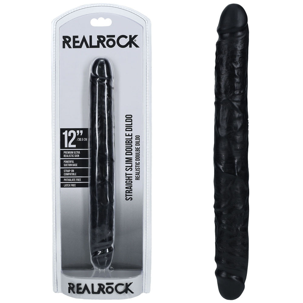 Realrock 30cm Slim Double Dildo Black Black 30 Cm (12'') Double Dong