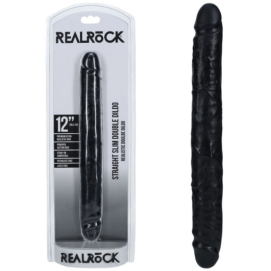 Realrock 30cm Slim Double Dildo Black Black 30 Cm (12'') Double Dong