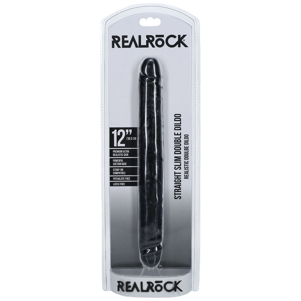 Realrock 30cm Slim Double Dildo Black Black 30 Cm (12'') Double Dong