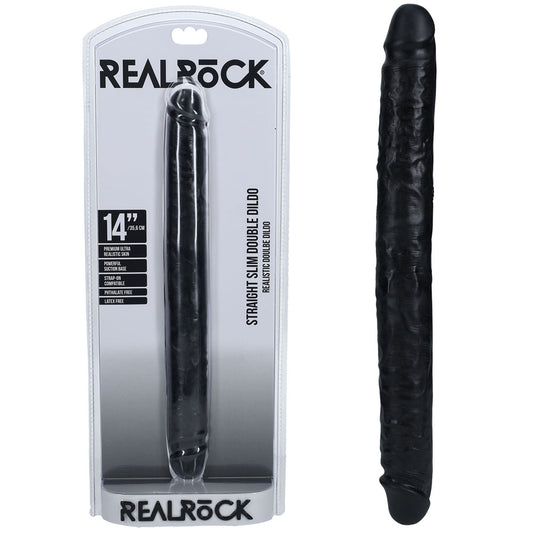Realrock 35cm Slim Double Dildo Black Black 35 Cm (14'') Double Dong