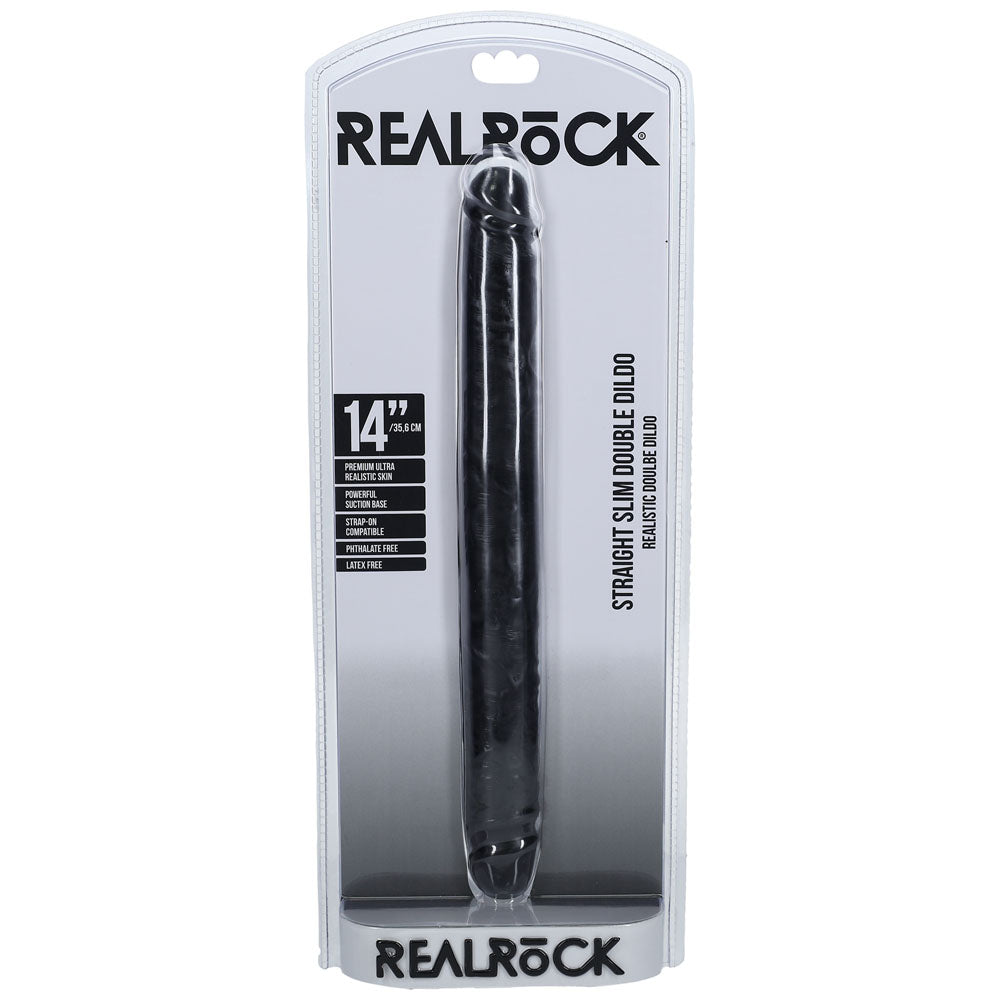 Realrock 35cm Slim Double Dildo Black Black 35 Cm (14'') Double Dong