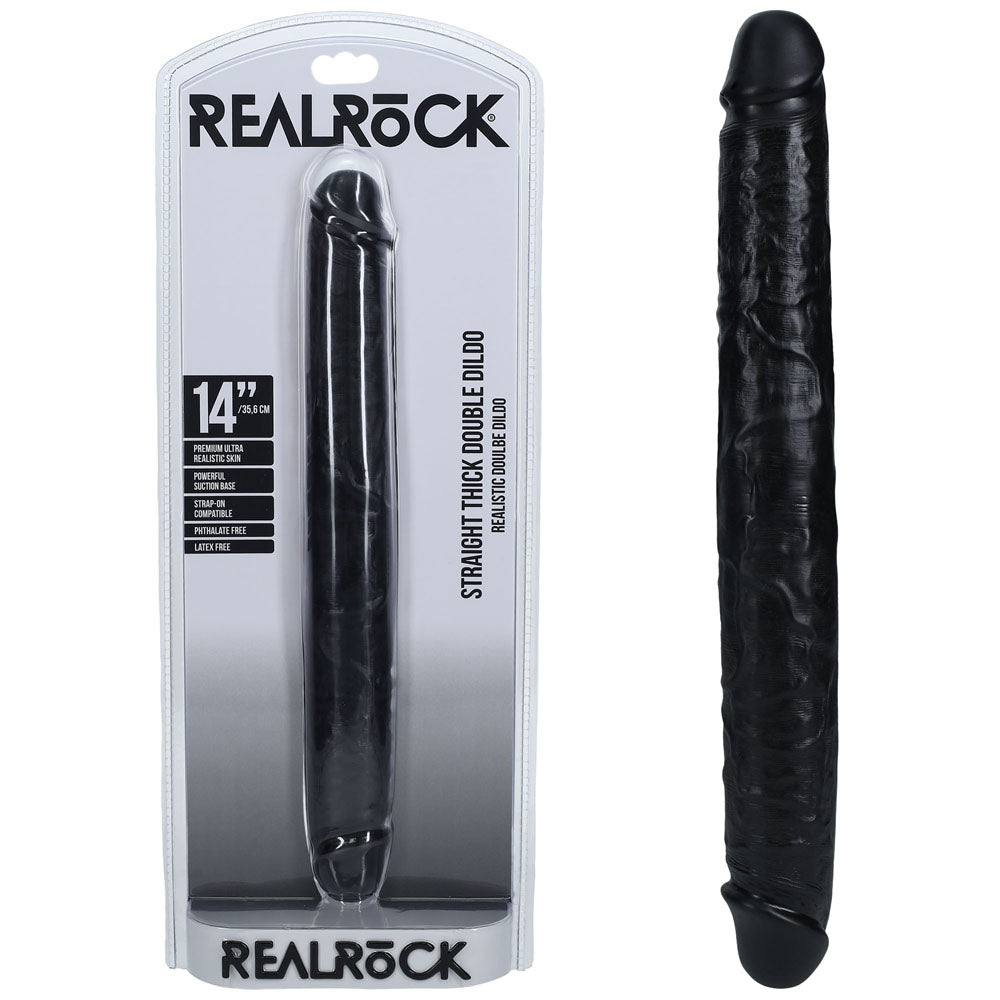 Realrock 35cm Thick Double Dildo Black Black 35 Cm (14'') Thick Double Dong