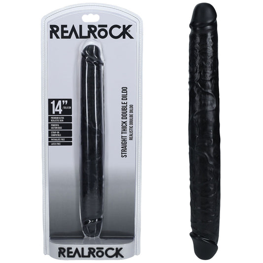 Realrock 35cm Thick Double Dildo Black Black 35 Cm (14'') Thick Double Dong