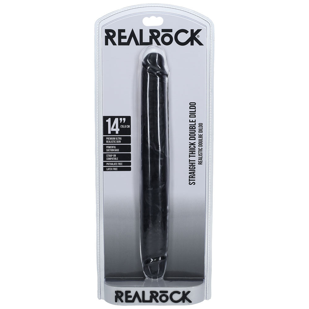 Realrock 35cm Thick Double Dildo Black Black 35 Cm (14'') Thick Double Dong