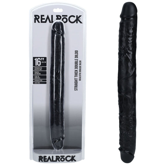 Realrock 40cm Thick Double Dildo Black Black 40 Cm (16'') Thick Double Dong