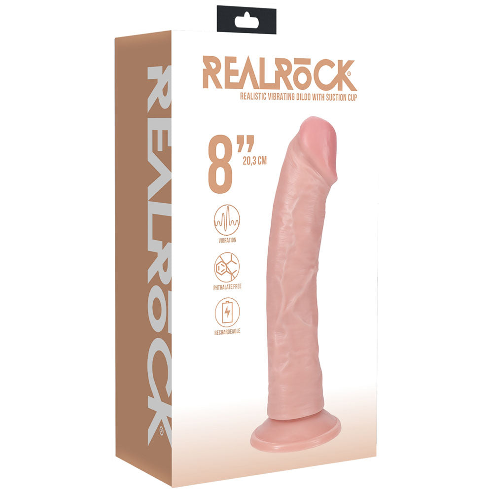 Realrock 20cm Vibrating Cock Flesh Flesh 20.3 Cm (8'') Usb Rechargeable Vibrating Dong