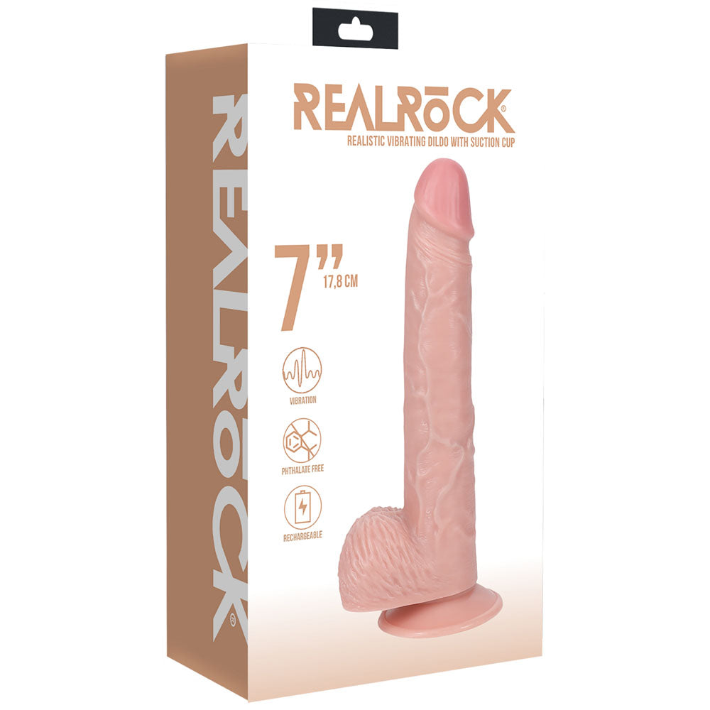 Realrock 18cm Vibrating Cock + Balls Flesh Flesh 17.8 Cm (7'') Usb Rechargeable Vibrating Dong