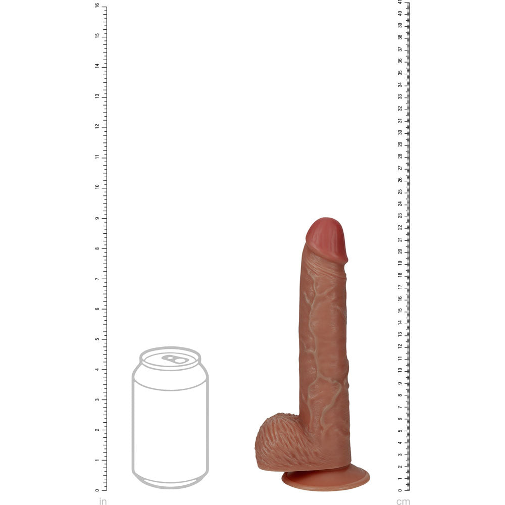 Realrock 23cm Vibrating Cock + Balls Tan Tan 22.9 Cm (9'') Usb Rechargeable Vibrating Dong