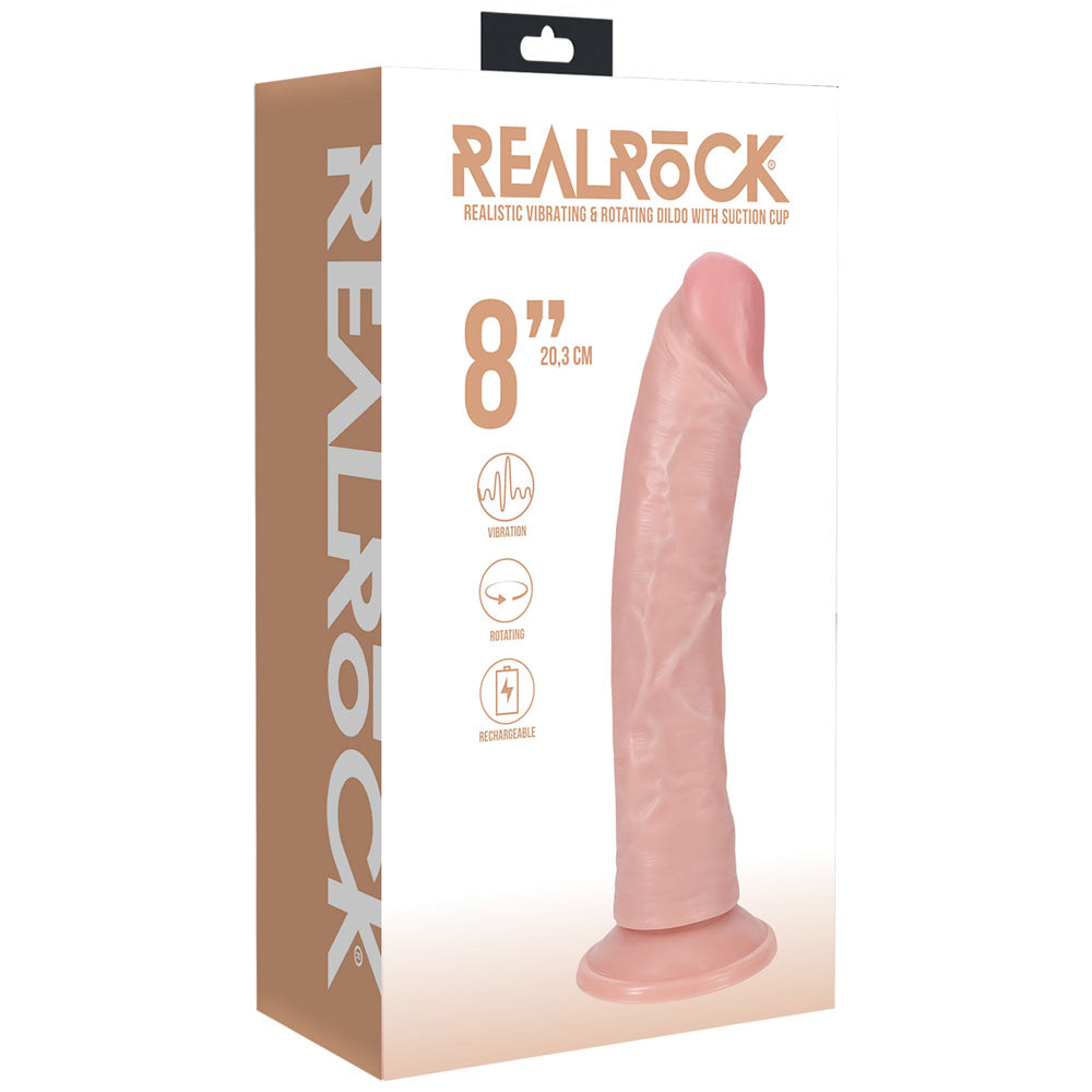 Realrock 20cm Vibrating + Rotating Cock Flesh Flesh 20.3 Cm (8'') Usb Rechargeable Vibrating And Rotating Dong