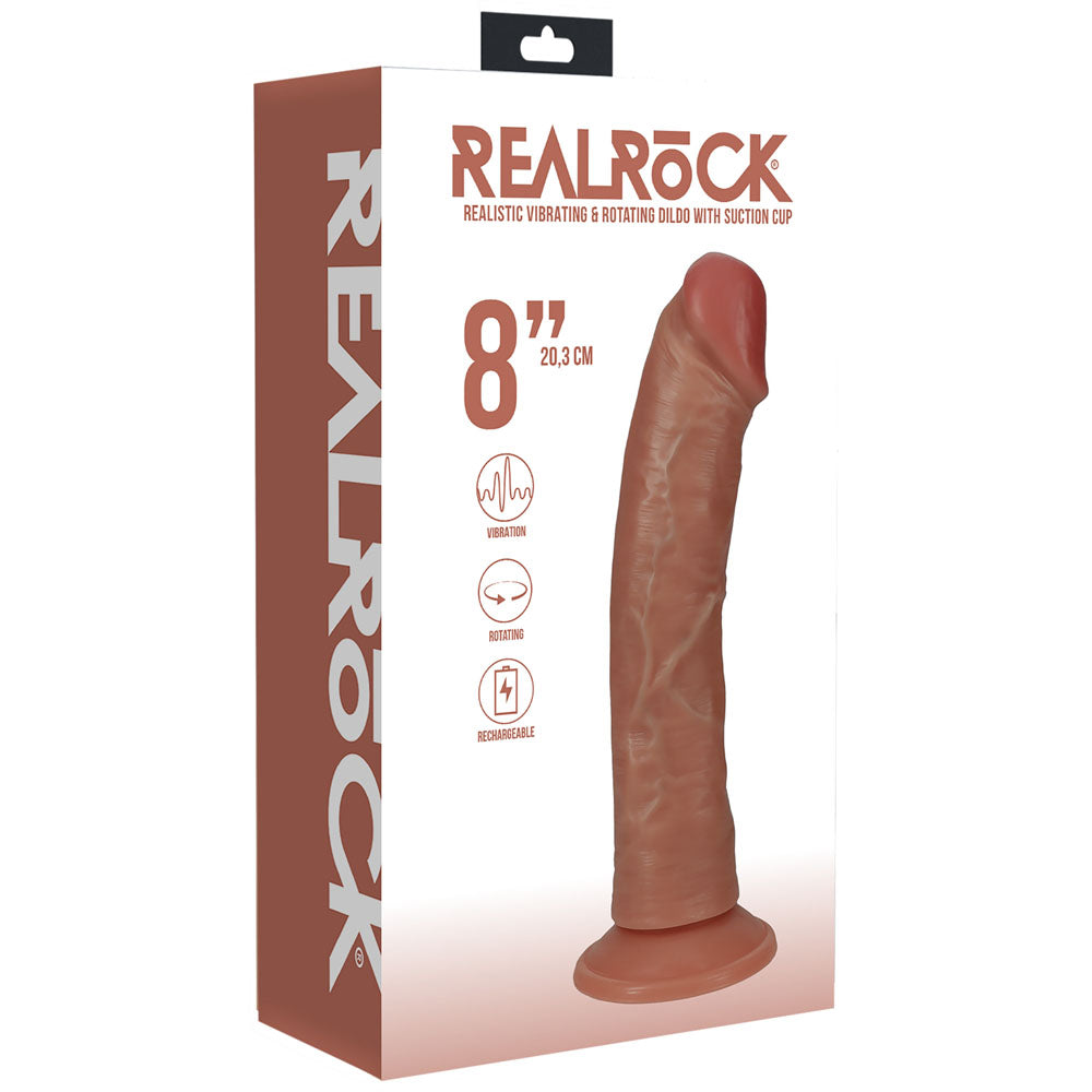 Realrock 20cm Vibrating + Rotating Cock Tan Tan 20.3 Cm (8'') Usb Rechargeable Vibrating And Rotating Dong