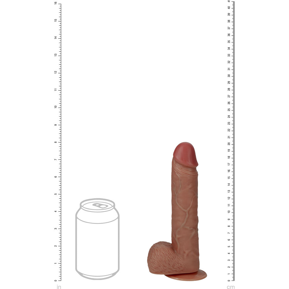 Realrock 20cm Vibrating + Rotating Cock + Balls Tan Tan 20.3 Cm (8'') Usb Rechargeable Vibrating And Rotating Dong