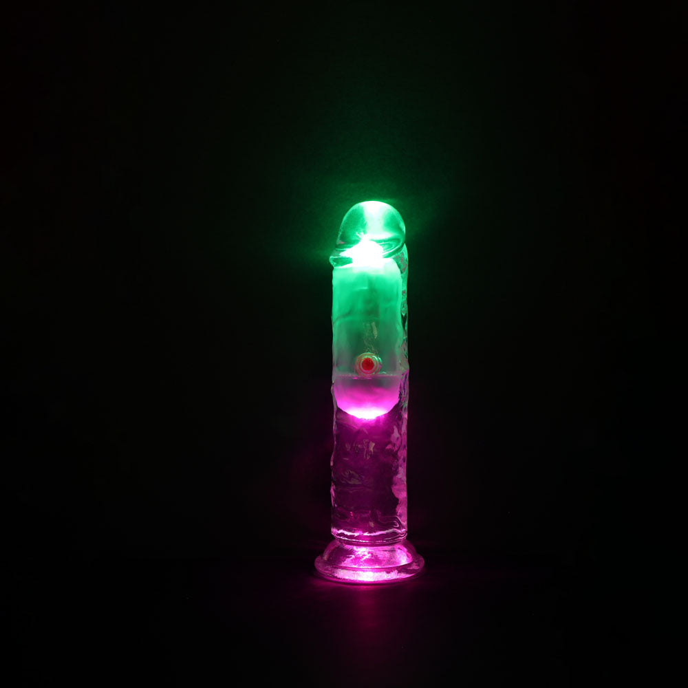 Realrock 6'' No Balls Wireless Rechargeable Led Vibrating Dong Clear With Led 16.5 Cm Usb Rechargeable Vibrating Dong With Remote