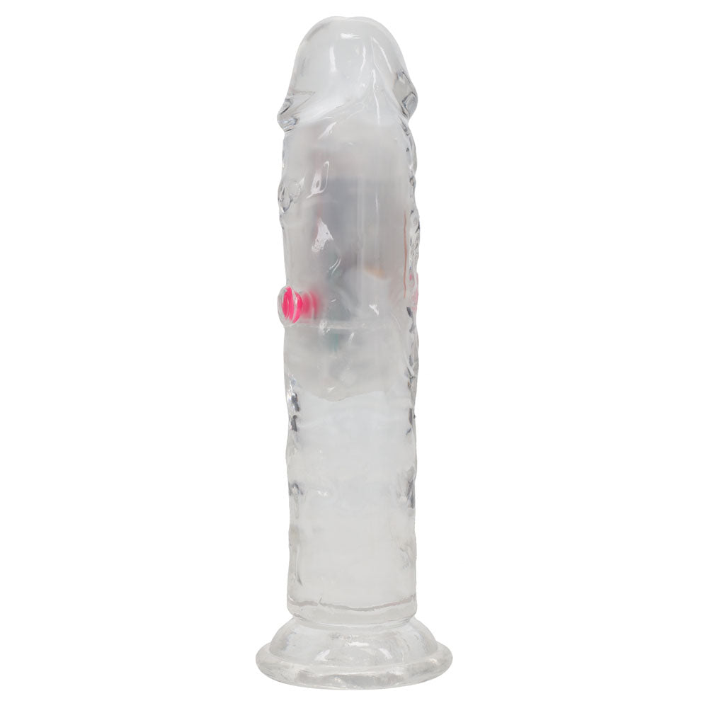Realrock 6'' No Balls Wireless Rechargeable Led Vibrating Dong Clear With Led 16.5 Cm Usb Rechargeable Vibrating Dong With Remote