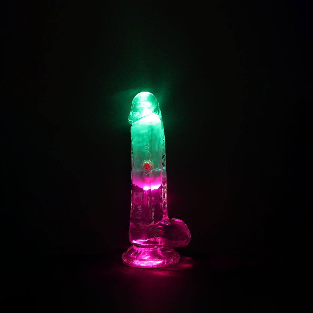 Realrock 6'' With Balls Wireless Rechargeable Led Vibrating Dong Clear With Led 16.2 Cm Usb Rechargeable Vibrating Dong With Remote